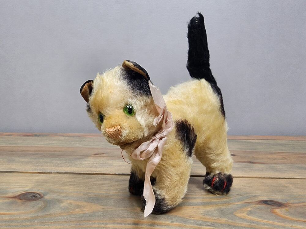 RARE Vintage German STEIFF *Gussy* Mohair Siamese Cat 6" No Button & Tags